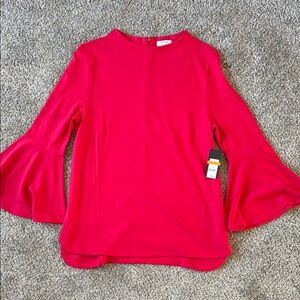 Crown & Ivy Women's Red Flare Sleeve Blouse